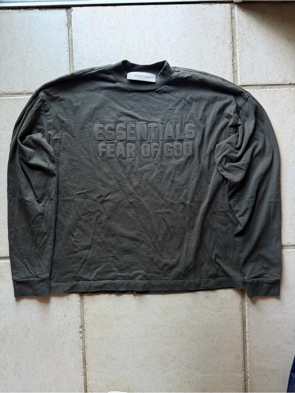Dark Grey Essentials Fear of God Long Sleeve Shirt 100% Cotton